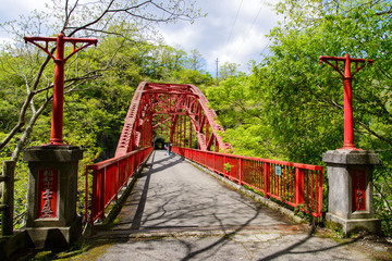 写真素材：帝釈峡、広島県、橋、赤い、風景