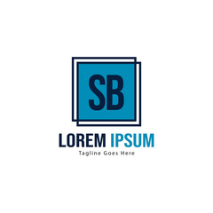 Initial SB logo template with modern frame. Minimalist SB letter logo vector illustration