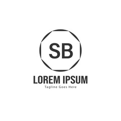 Initial SB logo template with modern frame. Minimalist SB letter logo vector illustration
