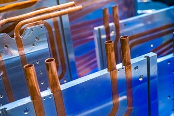 Cooling system with copper tubes. Copper radiator. Copper coolers tube heat exchangers condensers....
