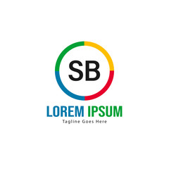 Initial SB logo template with modern frame. Minimalist SB letter logo vector illustration