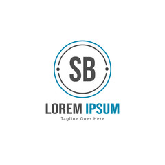 Initial SB logo template with modern frame. Minimalist SB letter logo vector illustration