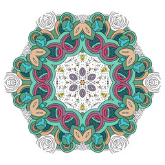 Mandala pattern. Abstract vector. Vintage decorative elements. Hand drawn background. - Vector