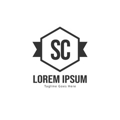 Initial SC logo template with modern frame. Minimalist SC letter logo vector illustration