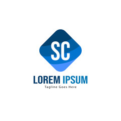 Initial SC logo template with modern frame. Minimalist SC letter logo vector illustration