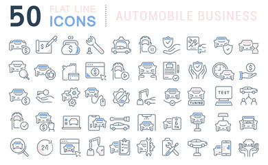 Fototapeta na wymiar Set Vector Line Icons of Automobile Business