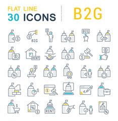 Set Vector Line Icons of B2G