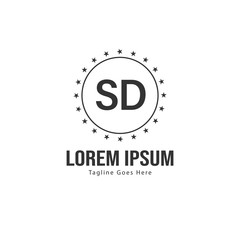 Initial SD logo template with modern frame. Minimalist SD letter logo vector illustration