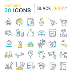 Set Vector Line Icons of Black Friday