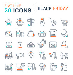 Set Vector Line Icons of Black Friday