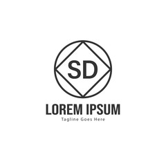 Initial SD logo template with modern frame. Minimalist SD letter logo vector illustration