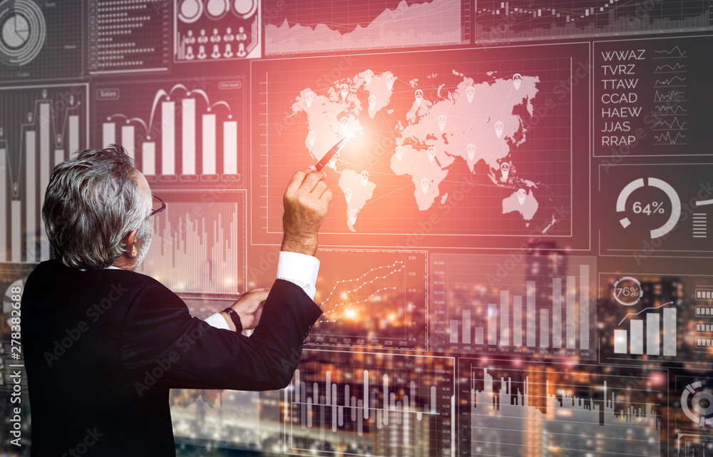 Poster data analysis for business and finance concept. graphic interface showing future computer technology