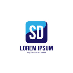 Initial SD logo template with modern frame. Minimalist SD letter logo vector illustration