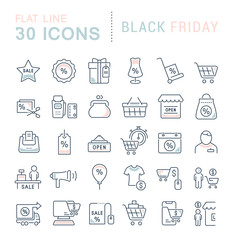 Set Vector Line Icons of Black Friday