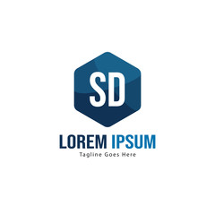 Initial SD logo template with modern frame. Minimalist SD letter logo vector illustration