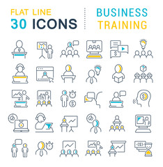 Set Vector Line Icons of Business Training