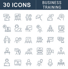 Set Vector Line Icons of Business Training