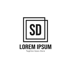 Initial SD logo template with modern frame. Minimalist SD letter logo vector illustration