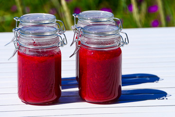 Freshly made strawberry jam