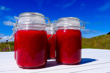 Freshly made strawberry jam