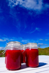 Freshly made strawberry jam