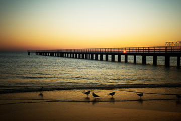 Fototapeta premium evening seascape with pier