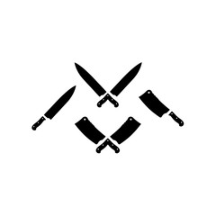 Knife and Cleaver Cross sign for Butcher / Meat Logo Design