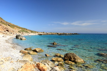 Fototapeta na wymiar Sweet water beach near to Hora Sfakion an loutro on Crete, Greece