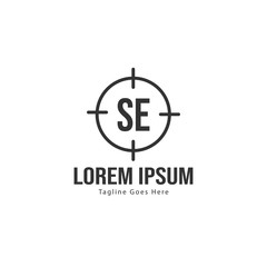 Initial SE logo template with modern frame. Minimalist SE letter logo vector illustration