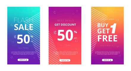 set modern gradient Instagram stories background flash sale banner  , instagram template ,  can use for, website, mobile app, poster, flyer, coupon, gift card, smartphone template, web design