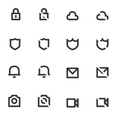 Web Icons. Set On Off Media Icons or Signs Editable Stroke. Outline Symbol Simple Perfect Vector 16x16 Pixel. 