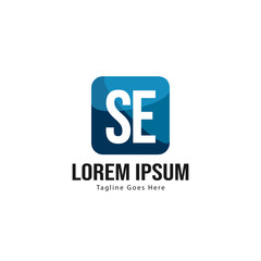Initial SE logo template with modern frame. Minimalist SE letter logo vector illustration