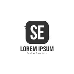 Initial SE logo template with modern frame. Minimalist SE letter logo vector illustration