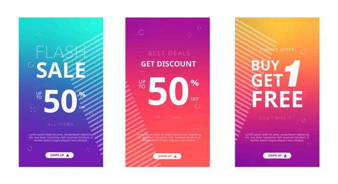 Set Modern Gradient Instagram Stories Background Flash Sale Banner  , Instagram Template ,  Can Use For, Website, Mobile App, Poster, Flyer, Coupon, Gift Card, Smartphone Template, Web Design