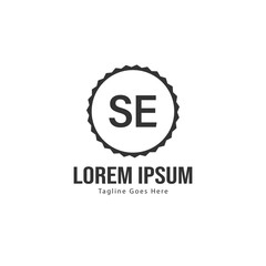 Initial SE logo template with modern frame. Minimalist SE letter logo vector illustration