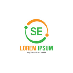 Initial SE logo template with modern frame. Minimalist SE letter logo vector illustration