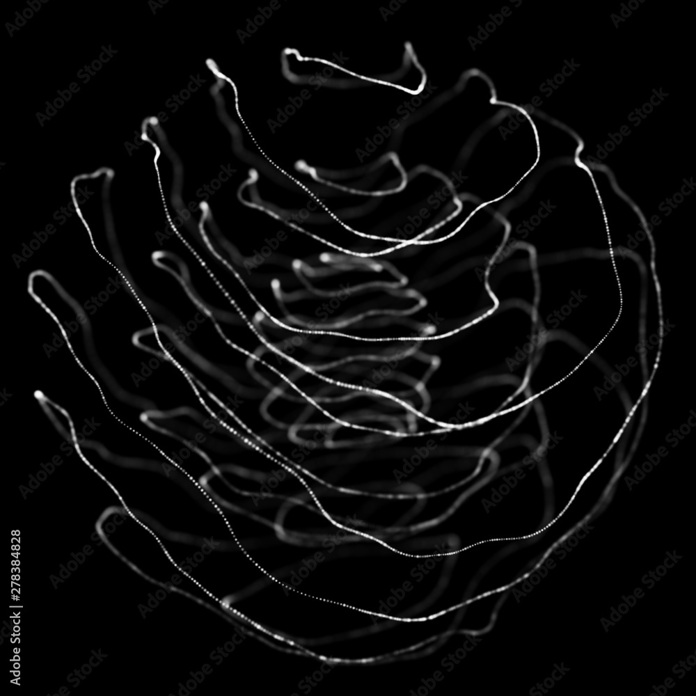 Poster abstract black 3d sphere. sphere with twist lines. glowing lines twisting logo design. outer space o