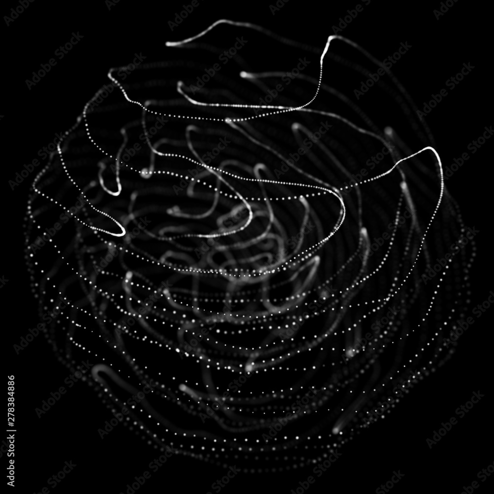 Poster abstract black 3d sphere. sphere with twist lines. glowing lines twisting logo design. outer space o