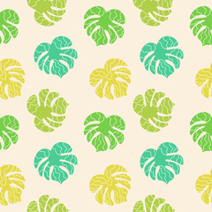 Tropical leaves trendy seamless pattern s. Abstract background. Great for fabric, textile Vector Illustration