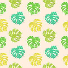 Tropical leaves trendy seamless pattern s. Abstract background. Great for fabric, textile Vector Illustration