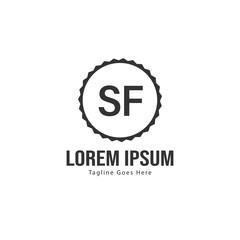 Initial SF logo template with modern frame. Minimalist SF letter logo vector illustration