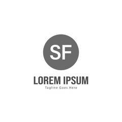 Initial SF logo template with modern frame. Minimalist SF letter logo vector illustration