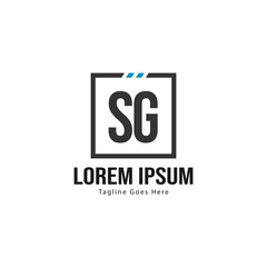 Initial SG logo template with modern frame. Minimalist SG letter logo vector illustration