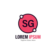 Initial SG logo template with modern frame. Minimalist SG letter logo vector illustration