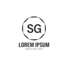 Initial SG logo template with modern frame. Minimalist SG letter logo vector illustration