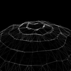 Multilayer sphere of honeycombs. Futuristic black hexagon background. Futuristic honeycomb concept. Pattern for wallpaper design.Big data digital background.