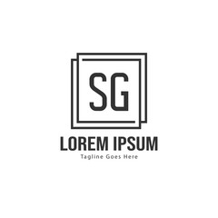 Initial SG logo template with modern frame. Minimalist SG letter logo vector illustration