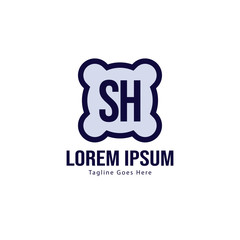 Initial SH logo template with modern frame. Minimalist SH letter logo vector illustration