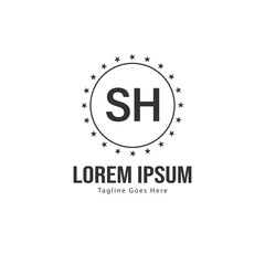 Initial SH logo template with modern frame. Minimalist SH letter logo vector illustration