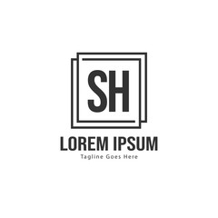 Initial SH logo template with modern frame. Minimalist SH letter logo vector illustration